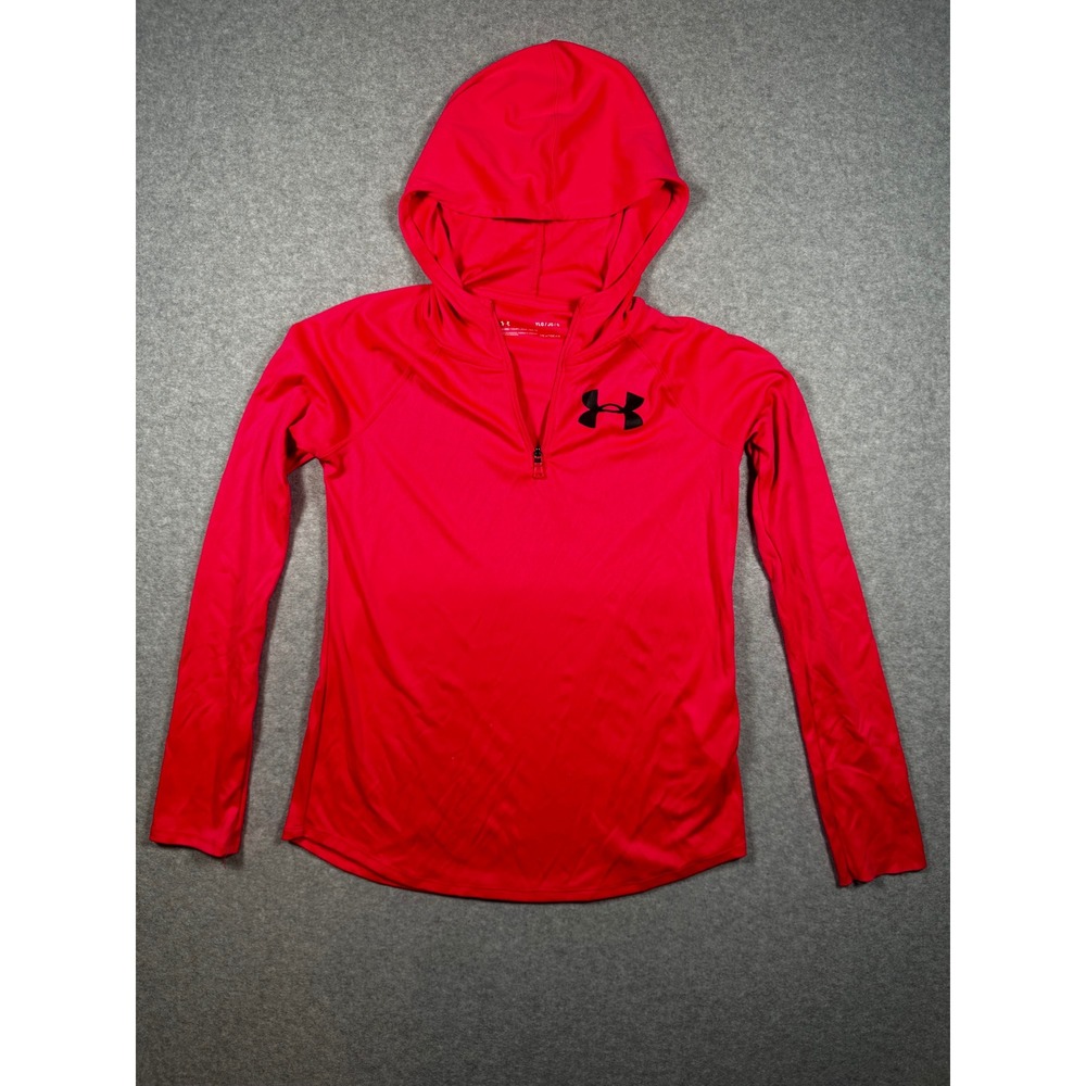 Under Armour Kids HeatGear Red Quarter Zip Hoodie Pullover Size Large L Youth